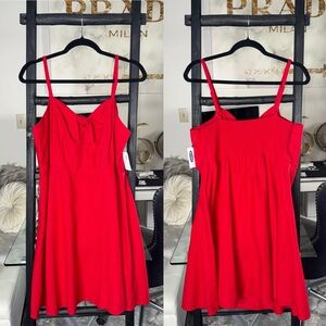 Old Navy Red Linen Blend Tie-Front Cami Mini Dress NWT Women's XL Smocked Back